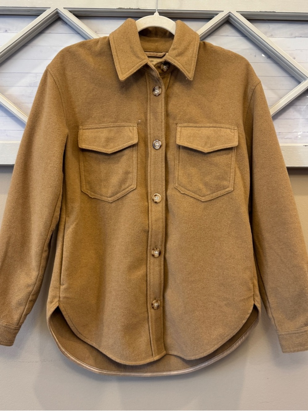 Abercrombie & Fitch Women’s Camel Button Up Shacket Sz S - Picture 2 of 8